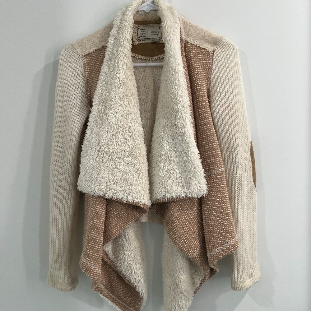 Anthropologie Saturday/Sunday Sherpa-Lined Waterfall Cardigan - Size XS